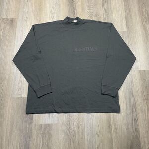 Fear of God Essentials Shirt Mens Large Dark Gray Mock Neck Long Sleeve Logo